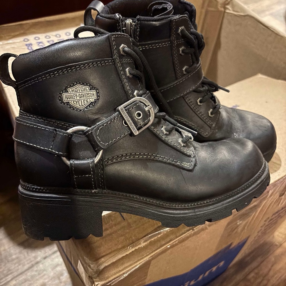 Harley-Davidson Black Leather Ankle Boots